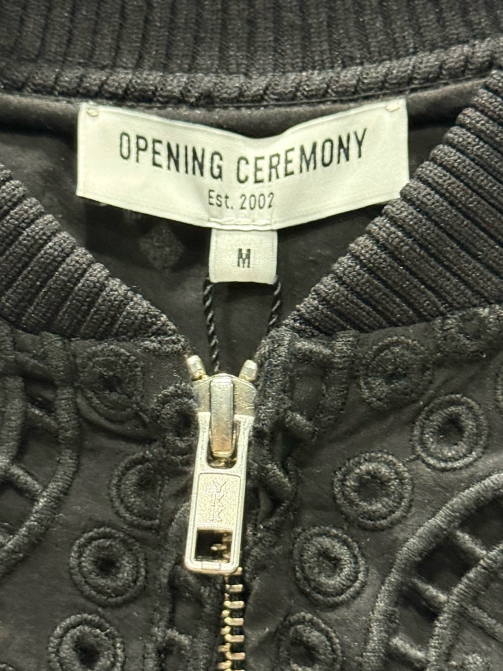 Opening Ceremony Women’s Size M Textured Eyelet Bomber Jacket NWT - Picture 2 of 7